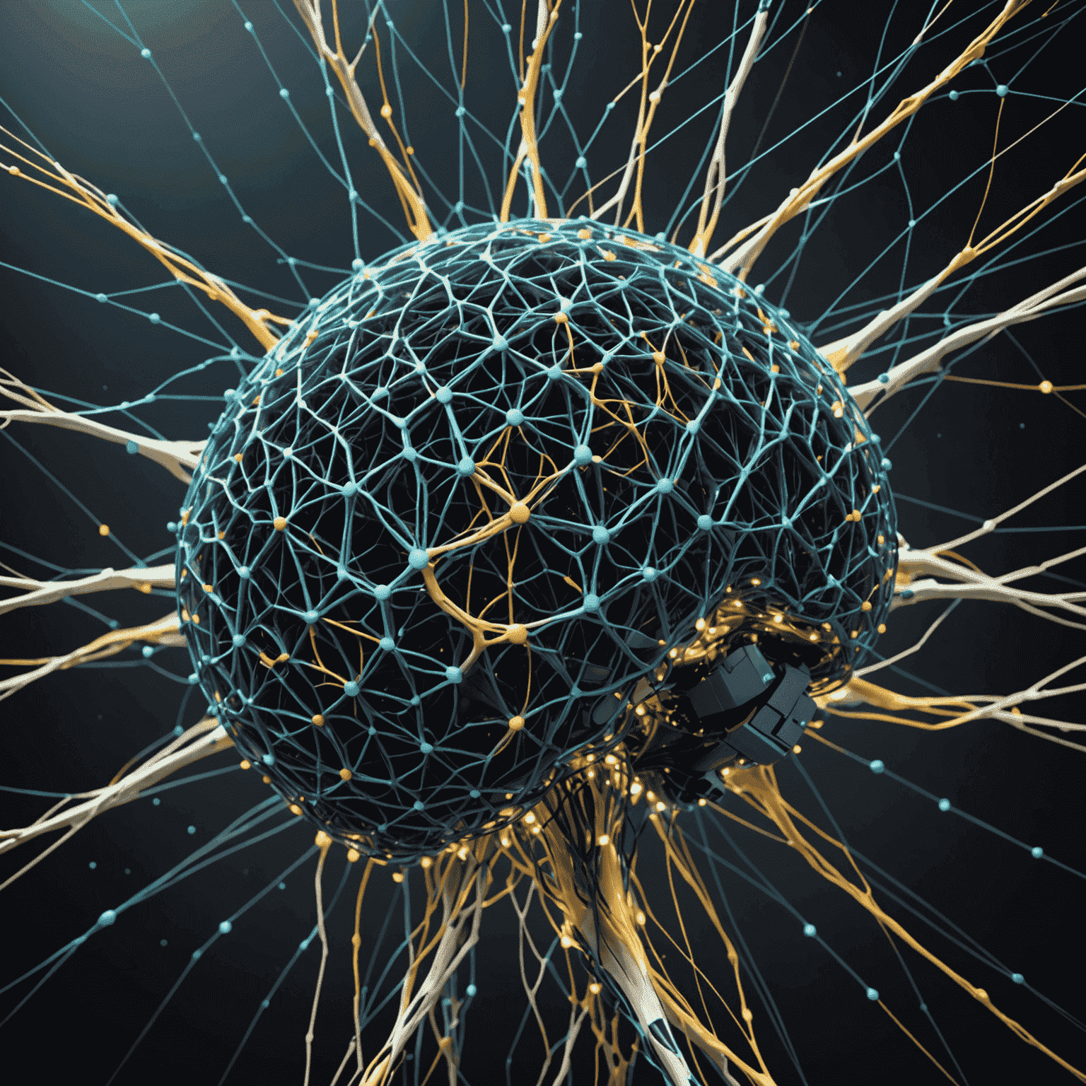 A futuristic visualization of neural networks and data streams, representing the complex interconnections in AI and machine learning