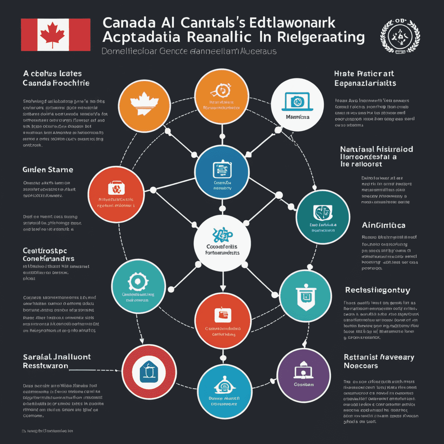 Infographic showing key components of Canada's AI ethics framework and regulatory measures